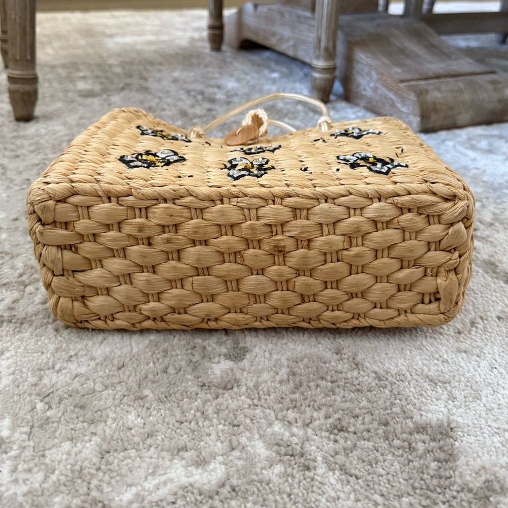 Anthropologie Bumble Bee Straw Handbag - Picture 5 of 6